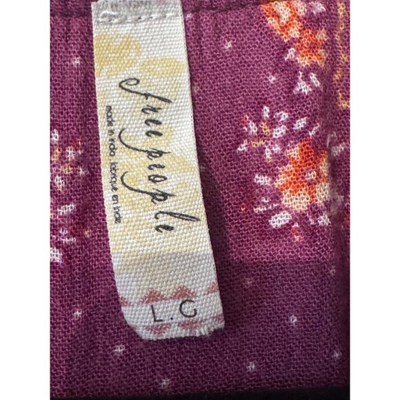 Free People Boho Purple Floral Print Long Sleeve Mini Dress Festival Hippie Chic - Picture 8 of 11